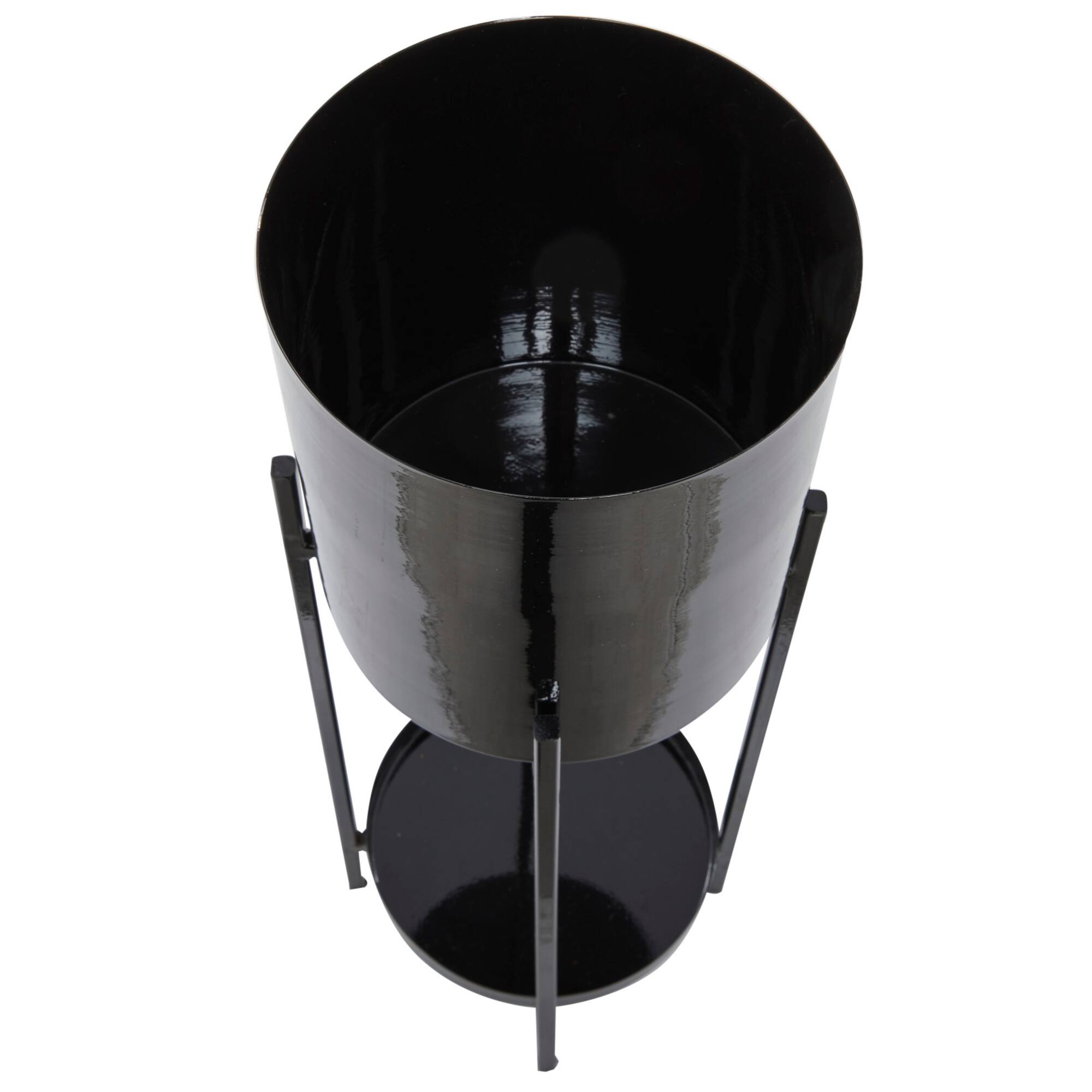 Black Contemporary Planter, Set of 2" 24", 32"